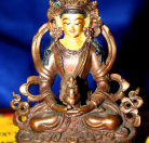 Blessing Buddha Amitayus Buddha Panjang umur, Muka Lapis Emas, tinggi 10 cm 