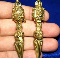 Blessing buddha Kilaya 3 face Wrathfull Gold, size 6,5 cm, Tibetan Holy Weapon  