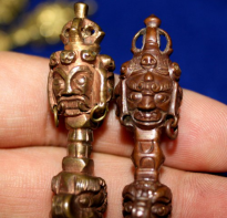 Blessing buddha Kilaya 3 face Wrathfull brown, size 6,5 cm, Tibetan Holy Weapon 