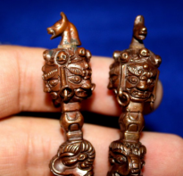 Blessing buddha Kilaya 3 face Wrathfull Horse brown, size 6,5 cm, Tibetan Holy Weapon 
