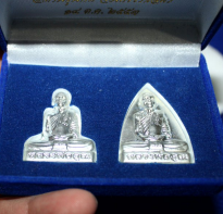 Blessing buddha Rian Set LP Koon Silver Plated Wat Banrai BE 2553, Nakorn Ratchasima (2 pieces)