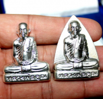 Blessing buddha Rian Set LP Koon Silver Plated Wat Banrai BE 2553, Nakorn Ratchasima (2 pieces)