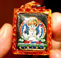 Blessing buddha Zhen Re Zig Four Arms, Tibetan Amulet 